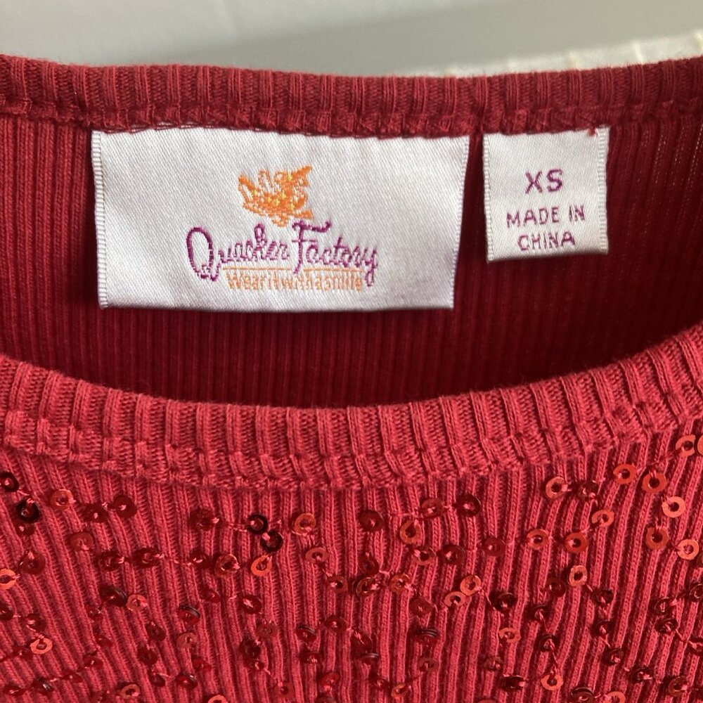 Quacker Factory Sequin Top Tee Lot Of 2 White And… - image 5